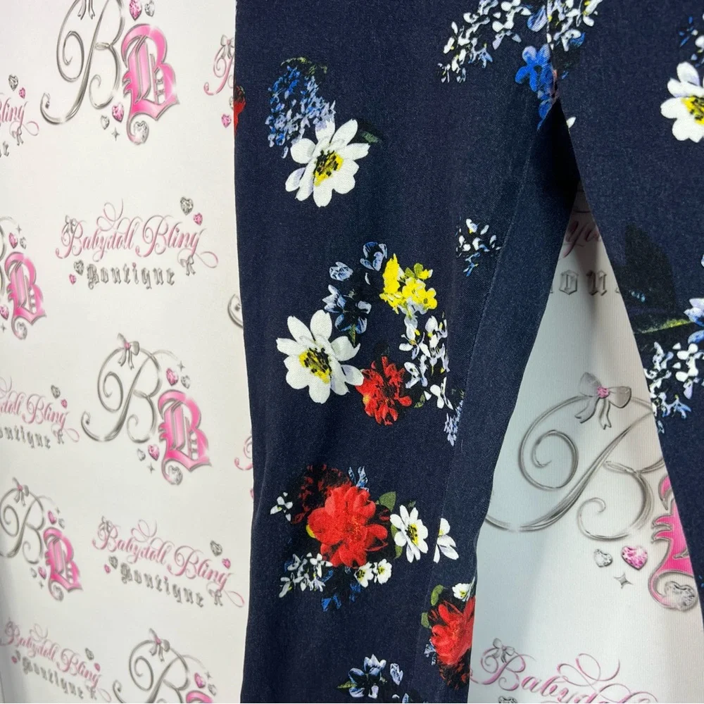 Banana Republic pants flowers navy red Floral Skinny Jeans - Multicolor - Picture 5 of 12